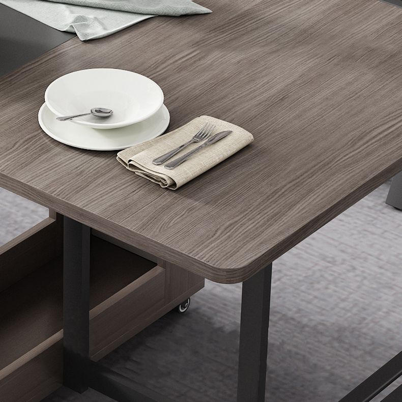 Rectangle Mid-Century Modern Dining Table Drop-Leaf Table with Solid Wood Base Clearhalo ' dining_table' 'Dining Tables & Seating' 'Dining Tables' 'furn' 'furn_dining_table' 'Furniture' 'furniture_dining_table' 'Kitchen & Dining Furniture' 'kitchen&dining_furn' 'kitchen' 'kitchen_dining_table' 1200x1200_3b415c54-7f12-464d-b82d-4e4f3ab490ae