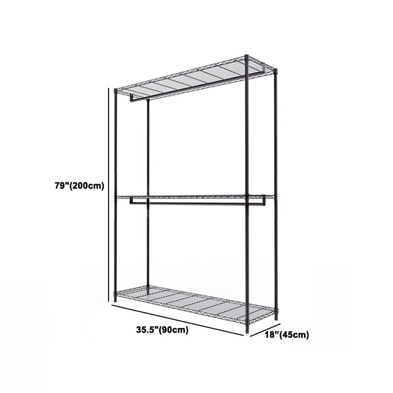 Black Contemporary Style Armoire Metal Steel Armoire for Bedroom Clearhalo 'Armoires & Wardrobes' 'armoires_wardrobes' 'Bedroom Furniture' 'furn' 'furn_armoires_wardrobes' 'Furniture' 1200x1200_3b41dc00-4bbc-448f-b2e8-04dc1dd8b04e