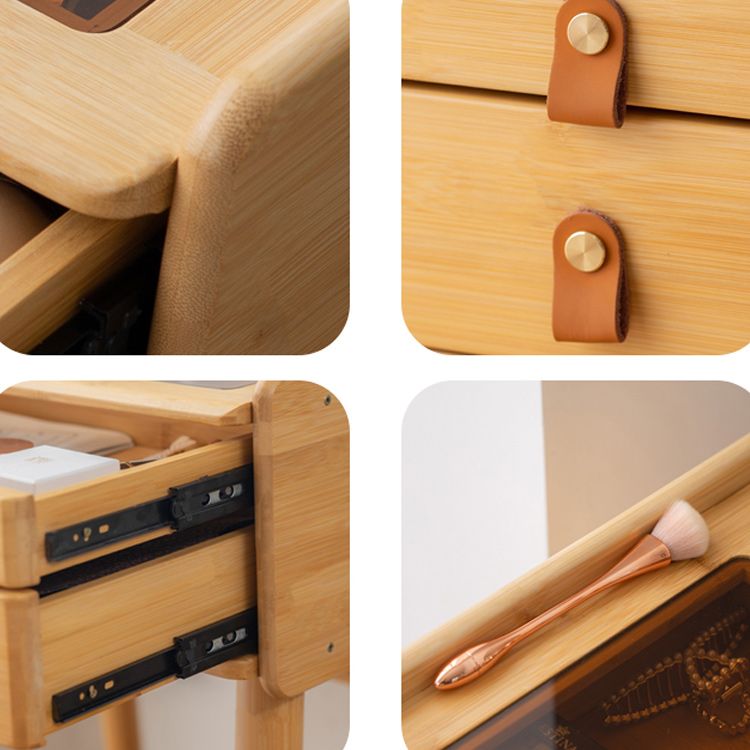 2つの収納引き出し付きの現代の木材の虚栄心鏡付きメイクアップバニティデスク