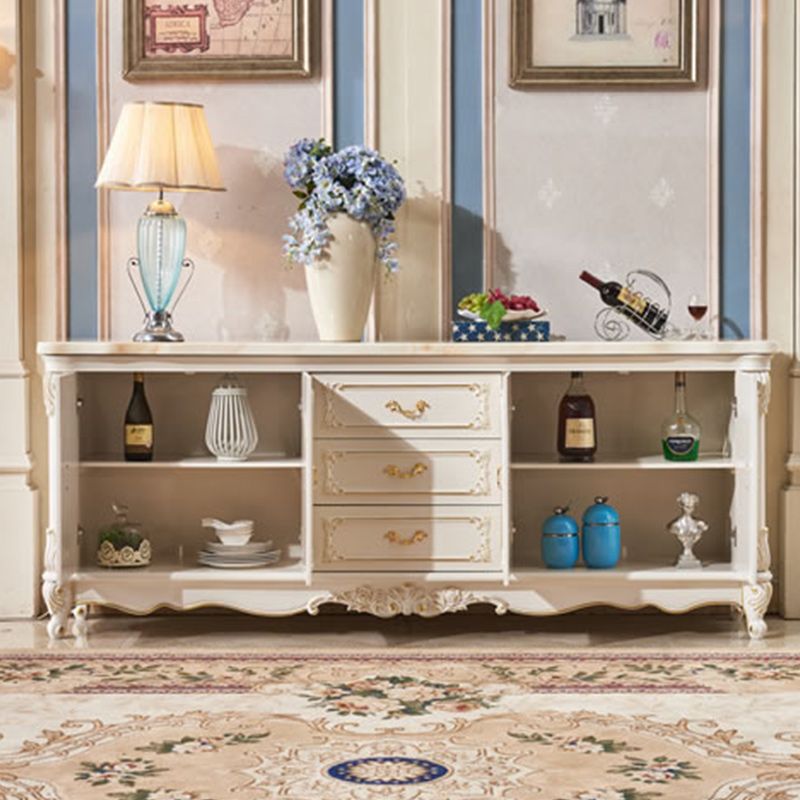 Sideboard glam in legno di gomma bianca con soggiorno a 2 porte