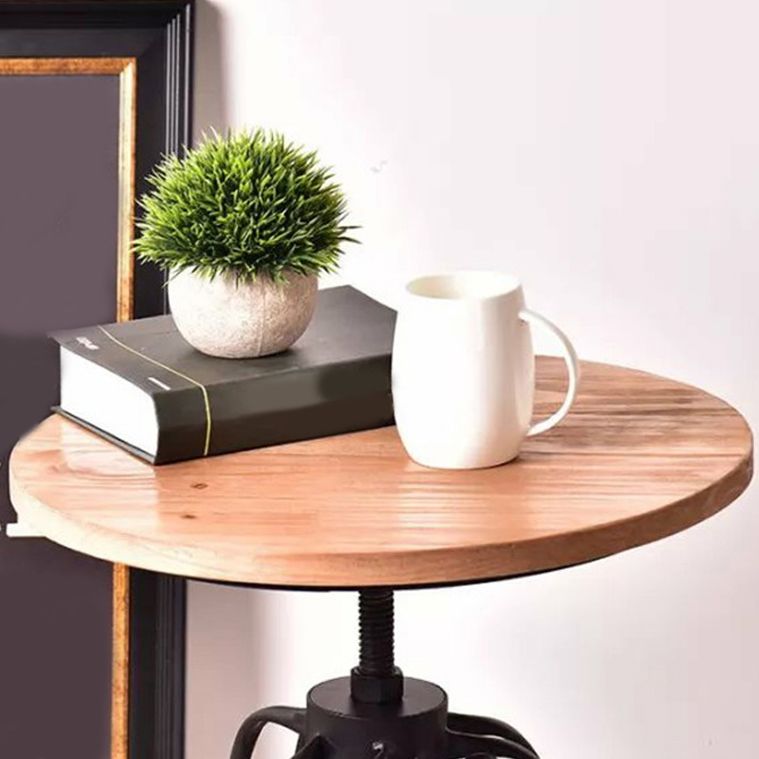 Mesa de altura lateral de estilo rústico tri pin de acento de acento de sofá redondo