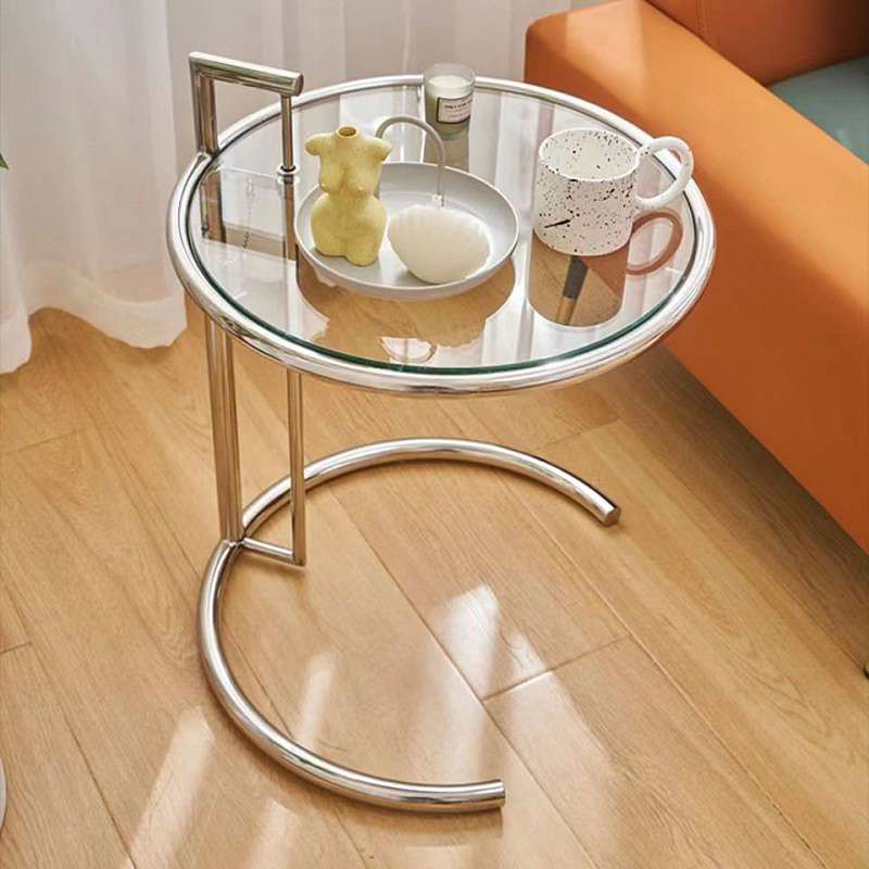 Modern Glass Round Side End Table C Sofa Corner Table For Living Room