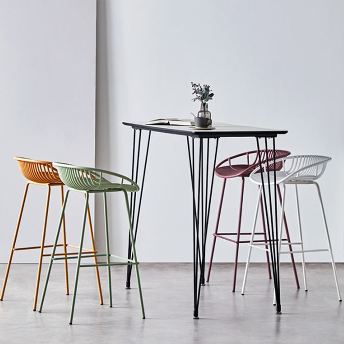Contemporary Milk Tea Shop Footrest Matte Finish Metal Bar Stool Clearhalo 'Bar Furniture' 'Bar Stools' 'bar_stools' 'furn' 'furn_bar_stools' 'Furniture' 'furniture_bar_stools' 'Kitchen & Dining Furniture' 1200x1200_3b4574ca-83e5-4fd3-ab7f-ba8c92596c96