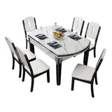 Simplicity Style Dining Site Table Faux Marble Furniture with Drop-Leaf Clearhalo 'Dining Tables & Seating' 'Dining Tables' 'dining_table' 'furn' 'furn_dining_table' 'Furniture' 'Kitchen & Dining Furniture' 1200x1200_3b45d22a-4387-43d1-96d2-2c2d68f82abe