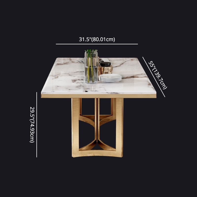 Glam Sintered Stone Dining Table Set with Double Pedestal Base Dining Furniture Clearhalo 'Dining Room Sets' 'Dining Tables & Seating' 'dining_room_set' 'furn' 'furn_dining_room_set' 'Furniture' 'furniture_dining_room_set' 'Kitchen & Dining Furniture' 'kitchen&dining_furn' 'kitchen' 1200x1200_3b472efa-394e-482e-9ad4-30bd0dfed6a8