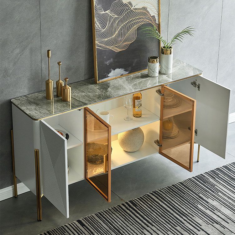 Sideboard in pietra da pranzo a buffet lucido glam con gambe
