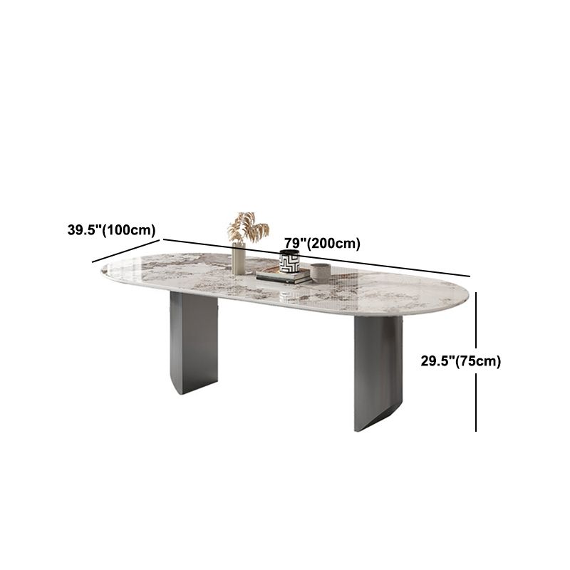 Stone Dining Table Traditional Luxury Dining Table with Double Pedestal Clearhalo 'Dining Tables & Seating' 'Dining Tables' 'dining_table' 'furn' 'furn_dining_table' 'Furniture' 'Kitchen & Dining Furniture' 1200x1200_3b4794fc-f63f-4617-b9f0-7ab98f9201b5