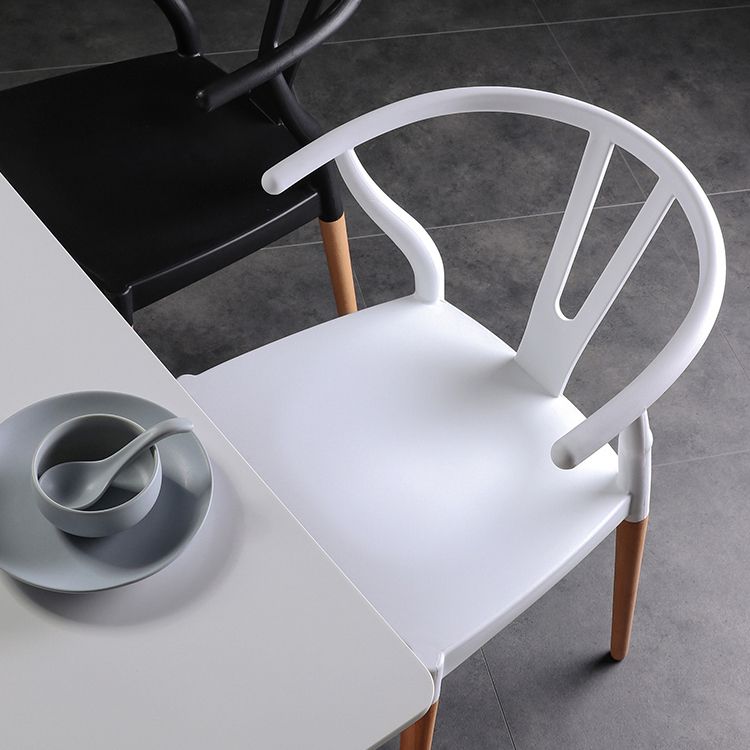 Modern Beech Wishbone Arm Chair Matte Finish Plastic Dining Chair Clearhalo ' kitchen&dining_furn' 'Dining Chairs' 'Dining Tables & Seating' 'dining_chair' 'Furniture' 'furniture_dining_chair' 'Kitchen & Dining Furniture' 'kitchen' 1200x1200_3b496c79-17dd-4837-abd4-890a7031136a
