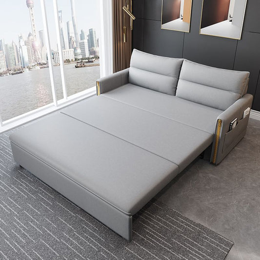 Divano di divano a letto contemporaneo in finta pelle resistente alle macchie in grigio