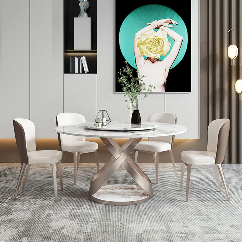 1/4/5/7 Pieces Stainless Steel Dining Table Set with Sintered Stone Top Modern Dinette Set Clearhalo 'Dining Room Sets' 'Dining Tables & Seating' 'dining_room_set' 'furn' 'furn_dining_room_set' 'Furniture' 'furniture_dining_room_set' 'Kitchen & Dining Furniture' 'kitchen&dining_furn' 'kitchen' 1200x1200_3b4a0711-1ff6-4201-87d5-a693e1102c5e