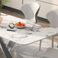Juego de encimera de piedra sinterizada, mesa de comedor rectangular de 1/4/5/7 piezas y sillas de cuero con respaldo orejero