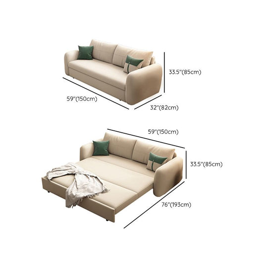 Divano letto moderno in divano microfibra largo beige da 32,5 "con cuscino posteriore