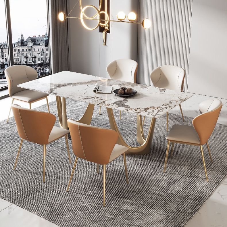 Luxury Sintered Stone Dining Set Rectangle 1/4/5/7 Pieces Dining Room Table Set Clearhalo 'Dining Room Sets' 'Dining Tables & Seating' 'dining_room_set' 'furn' 'furn_dining_room_set' 'Furniture' 'furniture_dining_room_set' 'Kitchen & Dining Furniture' 1200x1200_3b4ad786-d4c8-44d4-8fcb-ffb3926bf592