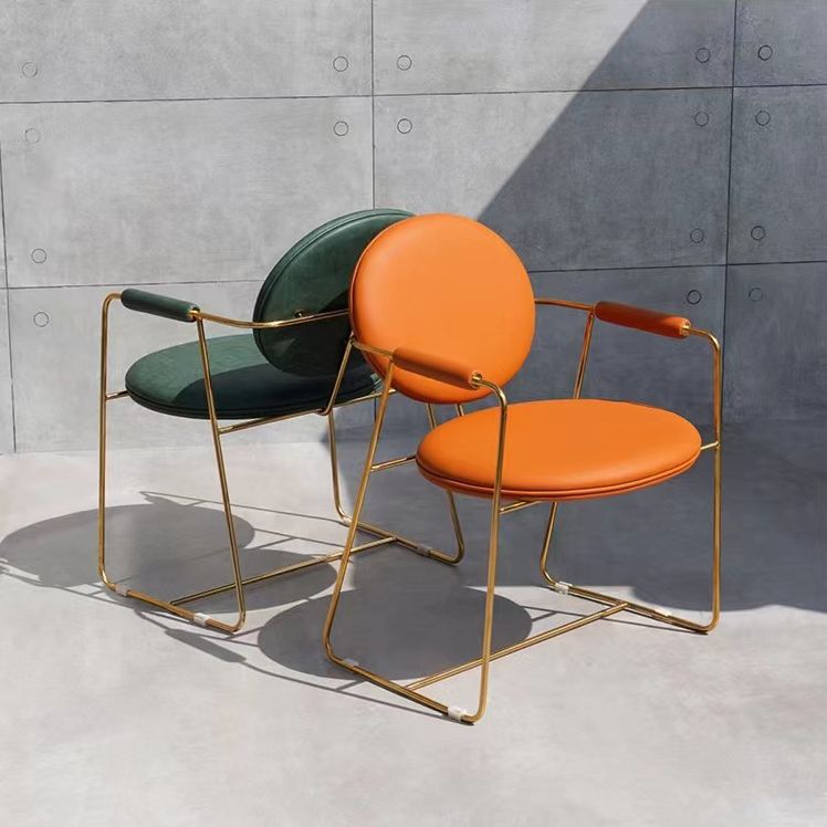 Faux Leathe Dining Chairs Upholstered Arm Chairs with Metal Base Clearhalo 'Dining Chairs' 'Dining Tables & Seating' 'dining_chair' 'furn' 'furn_dining_chair' 'Furniture' 'Kitchen & Dining Furniture' 1200x1200_3b4b1fd6-dfe4-4832-b417-48158f0f0724