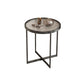 Modern Glass Side End Table Metal Cross Legs Round Corner Table