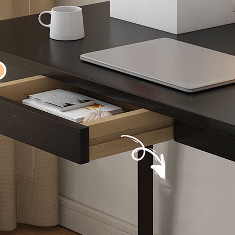 Bureau d'écriture industriel en bois massif bourse rectangulaire avec 3 tiroirs