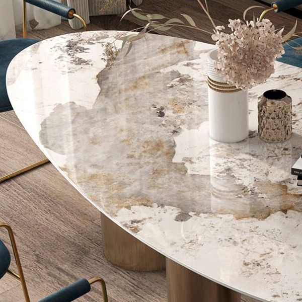 Traditional Luxury Oval Dining Site Table Gold Tripod Base Dining Table Clearhalo 'Dining Tables & Seating' 'Dining Tables' 'dining_table' 'furn' 'furn_dining_table' 'Furniture' 'furniture_dining_table' 'Kitchen & Dining Furniture' 'kitchen' 'kitchen_dining_table' 1200x1200_3b4edbd8-6058-42ba-9ddf-8b93d77aa538