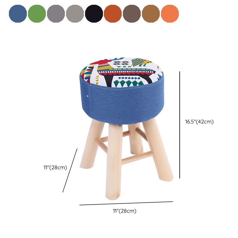 Wool Frame Pouf Stool Contrast Color Round Upholstered Fade Resistant Linen Blend Pouf Clearhalo 'furn' 'furn_ottomans_poufs' 'Furniture' 'Living Room Furniture' 'Ottomans & Poufs' 'ottomans_poufs' 1200x1200_3b4ef0f8-aa62-46e6-baf6-03c367137880