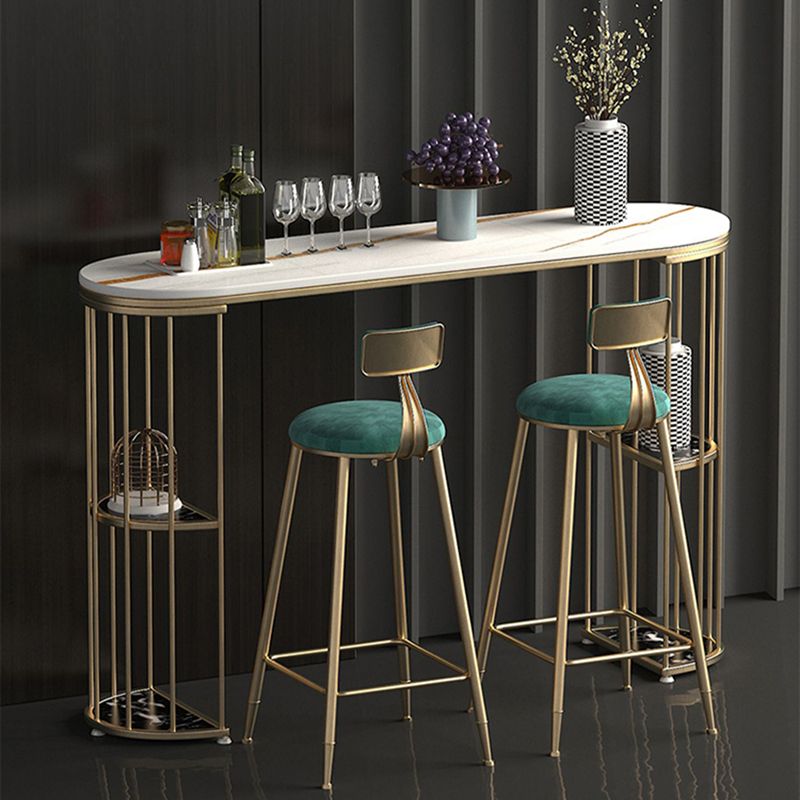 Glam Style Bar Table Stone Oval Top Pub Table with Cabinet for Dining Room Clearhalo 'Bar Furniture' 'Bar Tables' 'bar_tables' 'furn' 'furn_bar_tables' 'Furniture' 'furniture_bar_tables' 'Kitchen & Dining Furniture' 1200x1200_3b4f2dc4-9830-46e2-a070-6d1be653a7f0