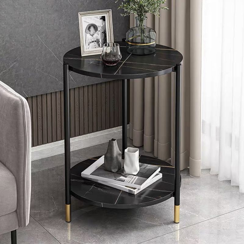 Tavolo da roccia in stile moderno Base in acciaio in metallo con laterale di spazio di archiviazione circolare