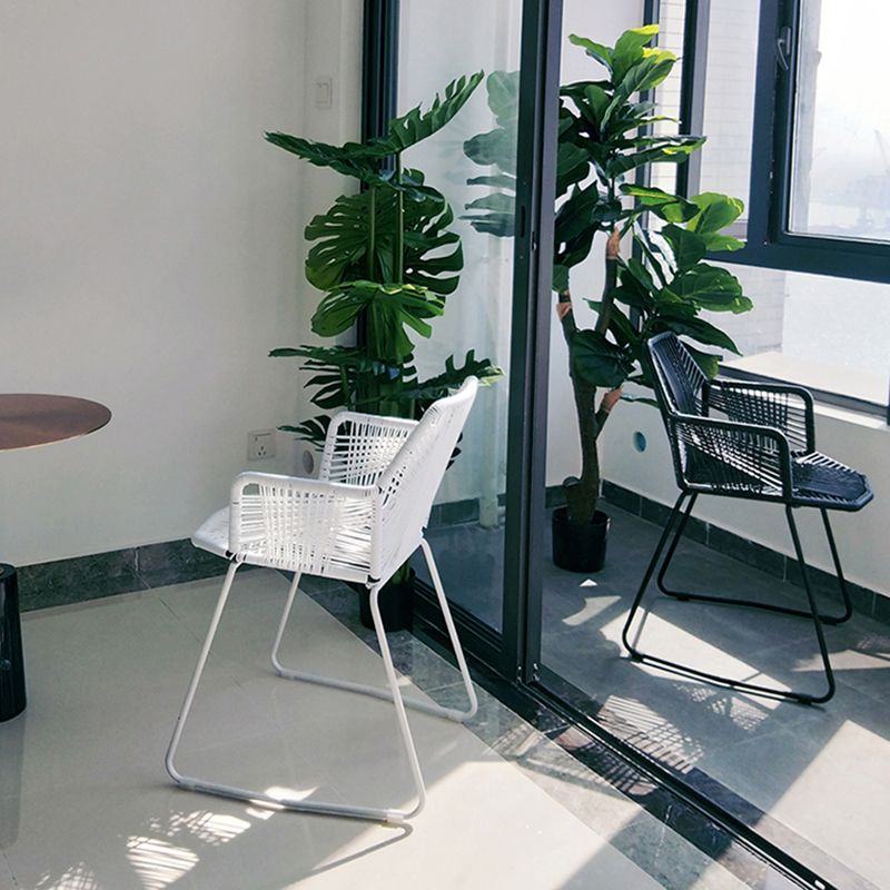 Modern Cross Back Side Chair Plastic Arm Chair with Metal Base for Dining Room Clearhalo 'Dining Chairs' 'Dining Tables & Seating' 'dining_chair' 'furn' 'furn_dining_chair' 'Furniture' 'Kitchen & Dining Furniture' 1200x1200_3b4f8181-f770-4925-8ae2-085ecb50d098