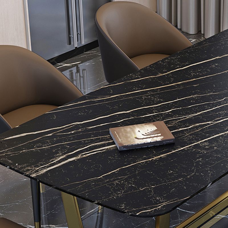 Juego de mesa de comedor interior Glam, juego de comedor con caballete rectangular de 1/4/5/7 piezas en negro