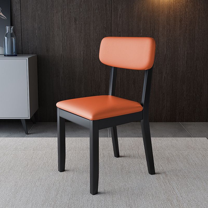 Modern Dining Side Chair Matte Finish Solid Wood and Leather Curved Open Back Chair Clearhalo ' kitchen&dining_furn' 'Dining Chairs' 'Dining Tables & Seating' 'dining_chair' 'furn' 'furn_dining_chair' 'Furniture' 'furniture_dining_chair' 'Kitchen & Dining Furniture' 'kitchen' 1200x1200_3b516f33-9588-4ba9-963e-3ea722c04967