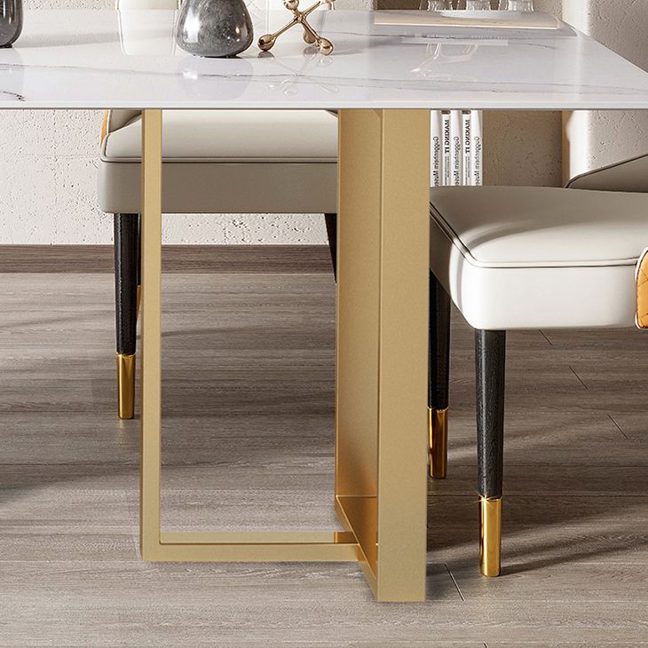 Metal Contemporary Rectangular Dining Table Sintered Stone Top Table for Dining Room Clearhalo ' dining_table' 'Dining Tables & Seating' 'Dining Tables' 'furn' 'furn_dining_table' 'Furniture' 'furniture_dining_table' 'Kitchen & Dining Furniture' 'kitchen&dining_furn' 'kitchen' 'kitchen_dining_table' 1200x1200_3b532148-98ff-4986-a140-d9d0d0c47338