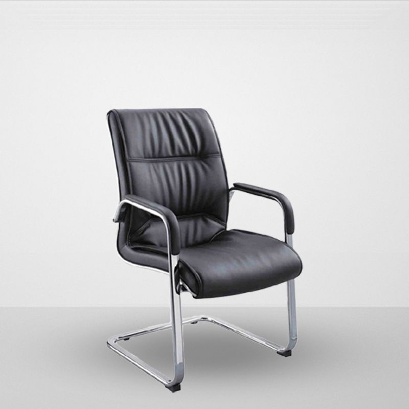 Eigentijdse ergonomische bureaustoel met hoge rugleuning en geen wielen. Bureaustoel