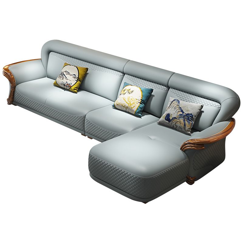 Solid Wood Contemporary Genuine Leather Flared Arm Sofa with Pillows Clearhalo 'furn' 'furn_sofas' 'Furniture' 'Living Room Furniture' 'Sofa' 'sofas' 1200x1200_3b555c44-352e-4f28-9ac7-4beed99ec378