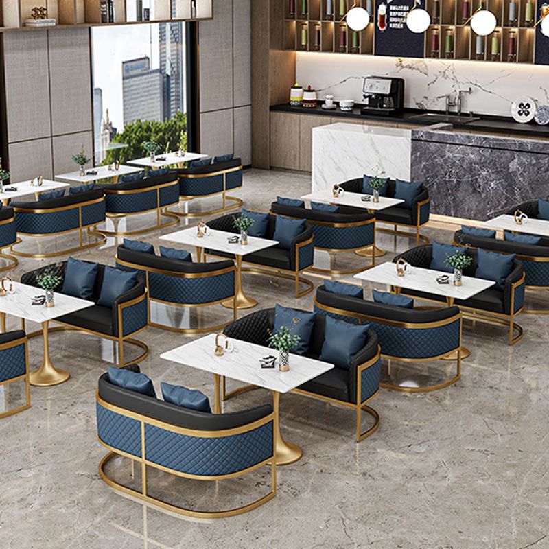 Golden Base Dining Table Medieval Modern Style Stone Table for Indoor