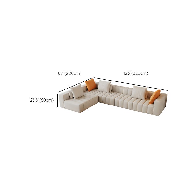 Contemporary White Sectional Sofa with Square Arms and Channel Back Clearhalo 'furn' 'furn_sectionals' 'Furniture' 'Living Room Furniture' 'Sectionals' 1200x1200_3b57d2d7-2216-4101-ba1f-ff34125442fa