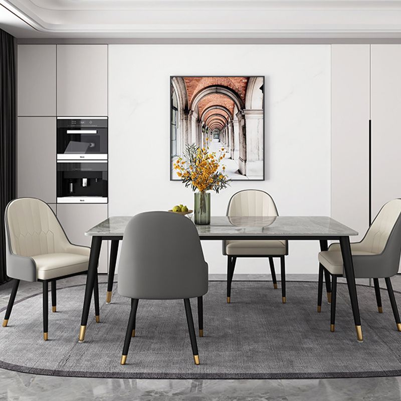 Modern Dining Table Black Frame Stone Dining Table for Dinner Room Clearhalo 'Dining Tables & Seating' 'Dining Tables' 'dining_table' 'furn' 'furn_dining_table' 'Furniture' 'Kitchen & Dining Furniture' 1200x1200_3b57ee3e-e1ce-4012-ade9-32947bde8a7e