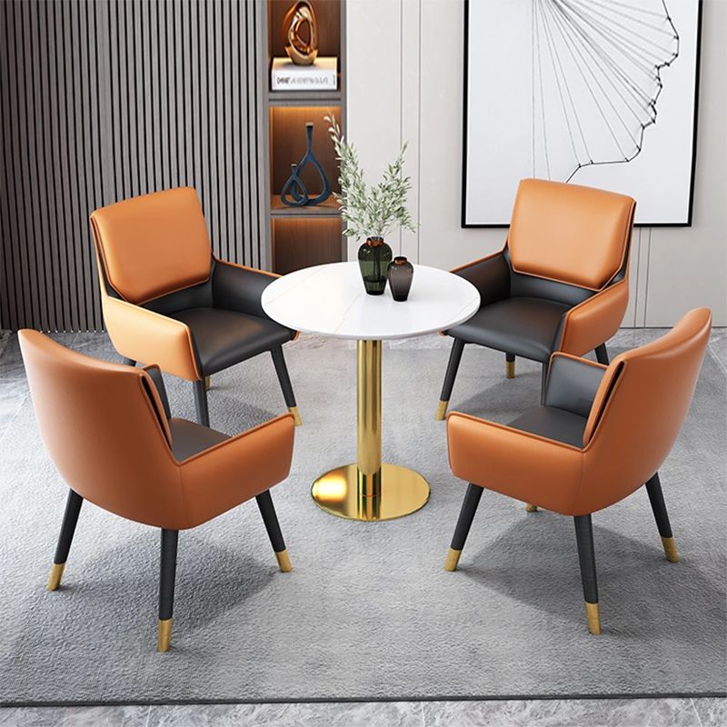 Glam Style Sintered Stone Dining Set Round 1/2/3/4/5 Pieces Dining Table Set Clearhalo 'Dining Room Sets' 'Dining Tables & Seating' 'dining_room_set' 'furn' 'furn_dining_room_set' 'Furniture' 'Kitchen & Dining Furniture' 1200x1200_3b589002-3da1-47f7-b341-75d46b49e832