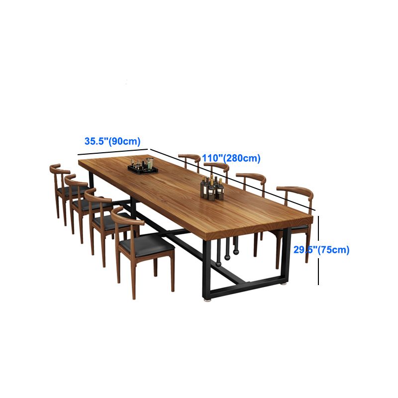 Mesa de comedor de comedor de madera sólida de pino mesa de comedor rectangular con base de caballete