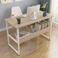 Contemporary Wooden Office Desk Sled Base Rectangular Writing Desk with Steel Legs