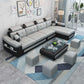 Modern L-shape Sofa and Chaise Right Facing Faux Leather/Linen Blend Sectionals Clearhalo 'furn' 'furn_sectionals' 'Furniture' 'furniture_sectionals' 'kitchen' 'kitchen_sectionals' 'Living Room Furniture' 'Sectionals' 1200x1200_3b5ced21-5a2b-4f3e-87e4-13c1e617e2a5