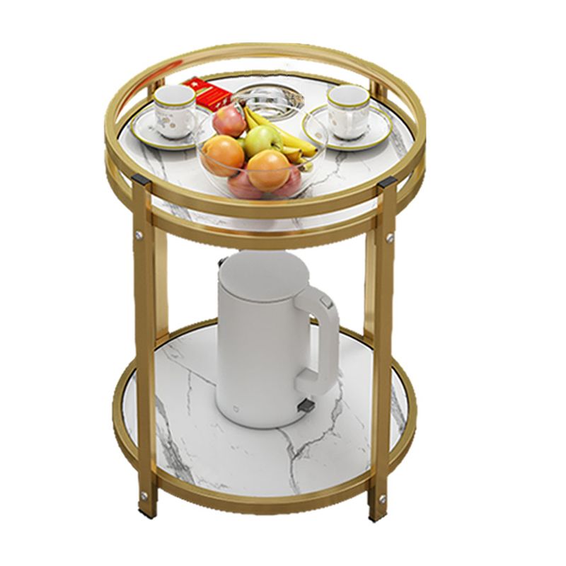 Glam Metal Storage End Table Double Tier Side Table for Living Room