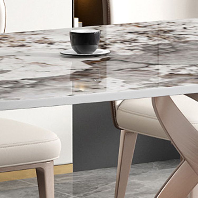 Stone Top Dining Table Modern Rectangle Dining Table with Pedestal Base