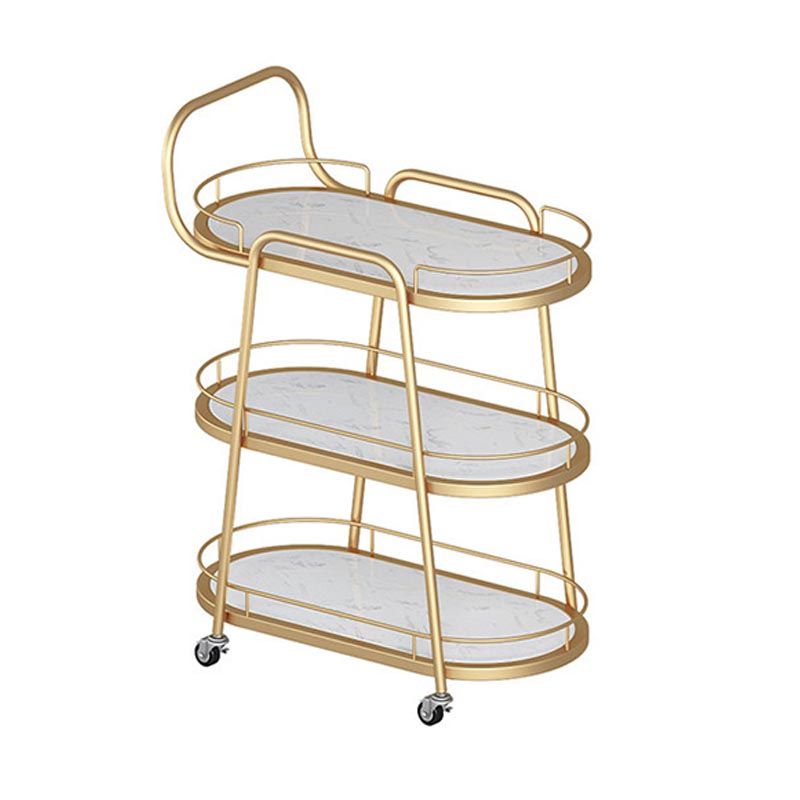 32.28"H Modern Rolling Prep Table Oval Metal Prep Table for Home Use