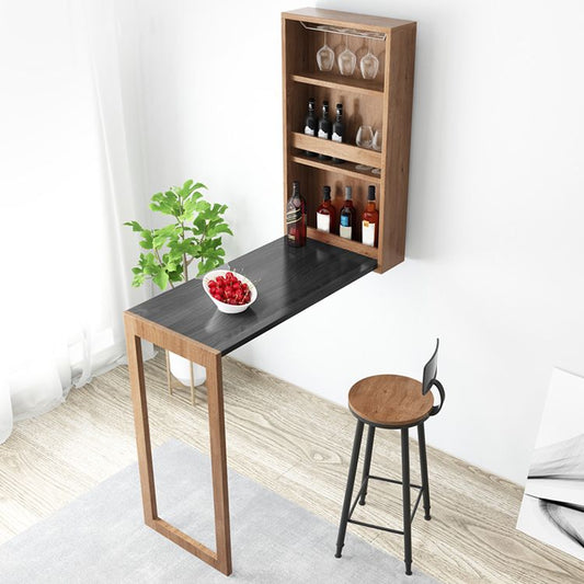 Folding Bar Pub Table Set 1/2/3 Pcs Modern Wood Bar Table and Mateal Frame Stools