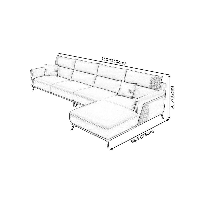 Genuine Leather Pillow Top Arm Sectionals 36.22"High Cushion Back Sofa, Black Clearhalo 'furn' 'furn_sectionals' 'Furniture' 'furniture_sectionals' 'Living Room Furniture' 'Sectionals' 1200x1200_3b634956-c21c-433b-a121-dc922beac8b3