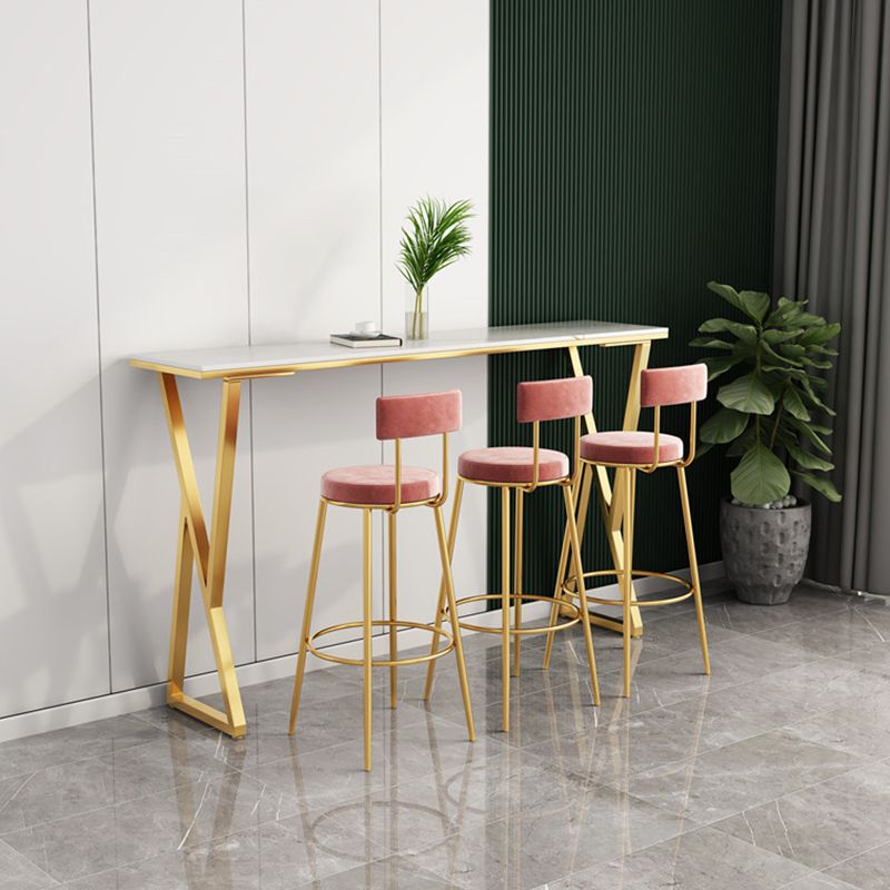 Tavolo da bar in pietra in stile glam a doppio piedistallo tavolo da pranzo per interno