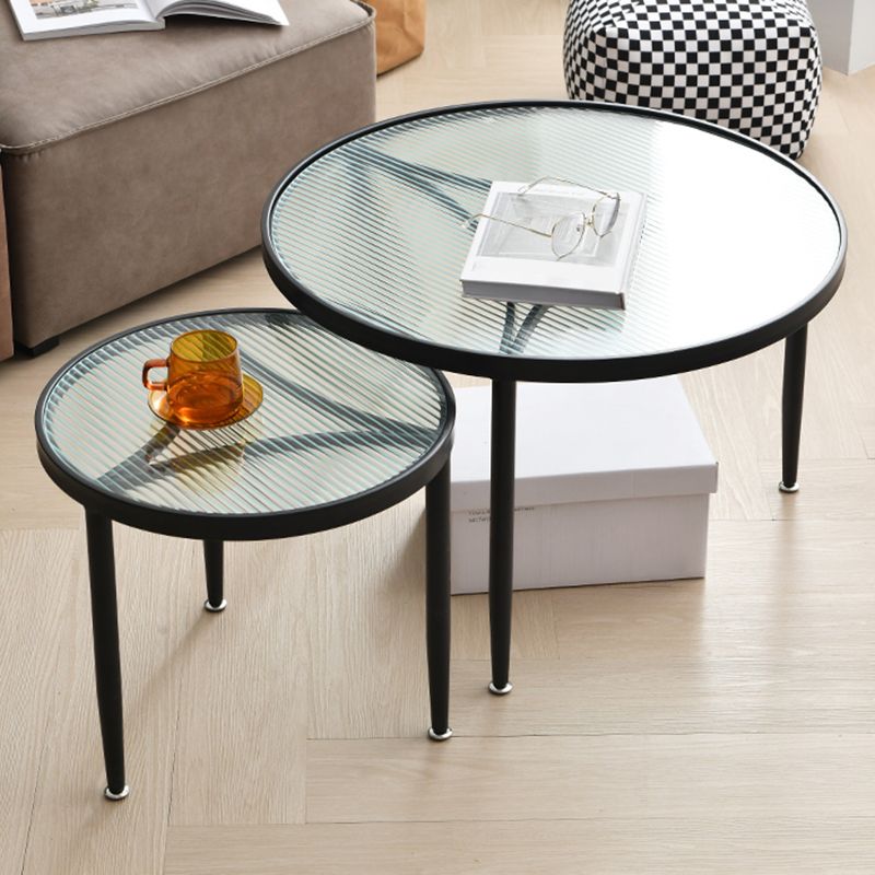 Clear Glass Top Round Coffee Table 3 Legs Cocktail Nesting Table Set Clearhalo 'Coffee & Accent Tables' 'Coffee Tables' 'coffee_tables' 'furn' 'furn_coffee_tables' 'Furniture' 'Living Room Furniture' 1200x1200_3b65156c-cc5b-4e02-a19b-56488b753d6c