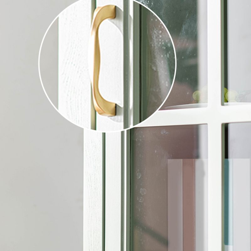 モダンオークストレージキャビネットガラスドアリビングルーム用の引き出し付きキャビネットを表示