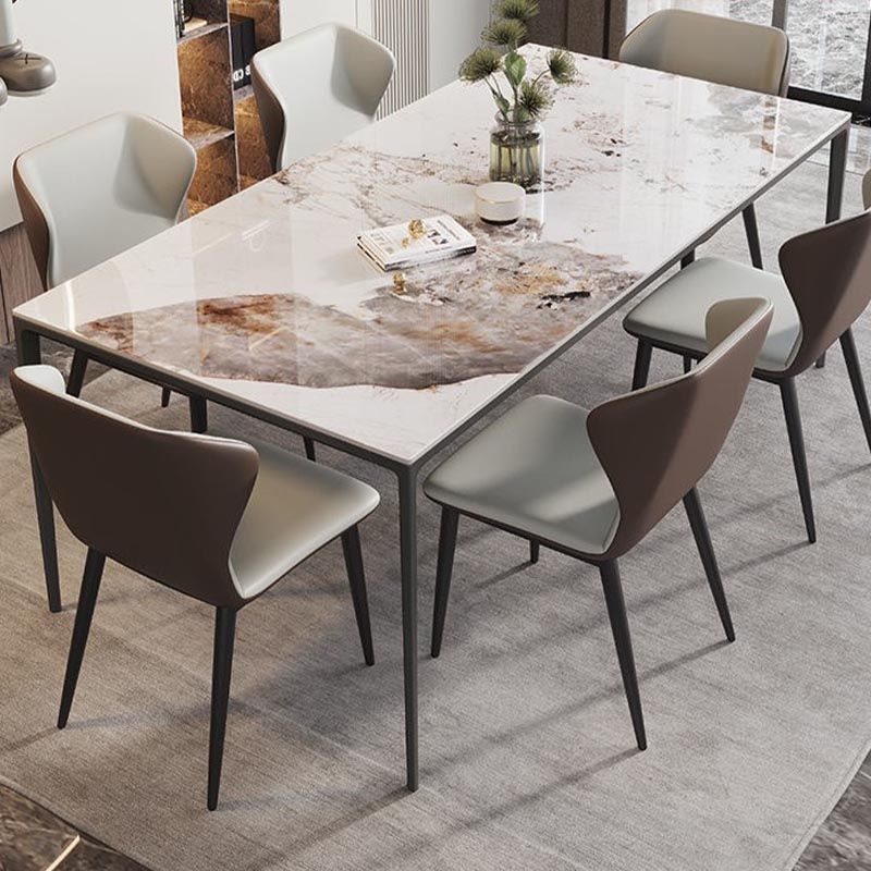 Rectangle Modern Stone Table Standard Height Kitchen Room Table with 4 Legs Clearhalo 'Dining Tables & Seating' 'Dining Tables' 'dining_table' 'furn' 'furn_dining_table' 'Furniture' 'Kitchen & Dining Furniture' 1200x1200_3b68f8b7-5eb0-47a8-a930-7e9cc558c357