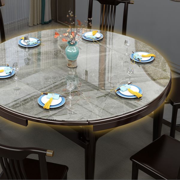 Glam Round Sintered Stone Table Extendable Standard Dining Table for Kitchen Clearhalo ' dining_table' 'Dining Tables & Seating' 'Dining Tables' 'furn' 'furn_dining_table' 'Furniture' 'furniture_dining_table' 'Kitchen & Dining Furniture' 'kitchen&dining_furn' 'kitchen' 'kitchen_dining_table' 1200x1200_3b6a41cd-7cdc-429e-8dd2-91b4fc27cbce