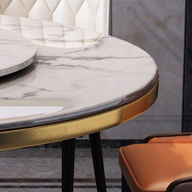 Metal Modern Round Indoor Table Sintered Stone Table for Kitchen and Dining Room Clearhalo ' dining_table' 'Dining Tables & Seating' 'Dining Tables' 'furn' 'furn_dining_table' 'Furniture' 'furniture_dining_table' 'Kitchen & Dining Furniture' 'kitchen&dining_furn' 'kitchen' 'kitchen_dining_table' 1200x1200_3b6aea1b-4272-4886-a567-300b71776e37