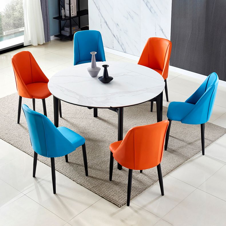 Contemporary Style Round 51.2'' Dining Site Table Stone Drop-Leaf Dining Room Furniture Clearhalo ' dining_table' 'Dining Tables & Seating' 'Dining Tables' 'furn' 'furn_dining_table' 'Furniture' 'furniture_dining_table' 'Kitchen & Dining Furniture' 'kitchen&dining_furn' 'kitchen' 'kitchen_dining_table' 1200x1200_3b6b70c2-5ac1-41e1-8832-4db6b75a6312