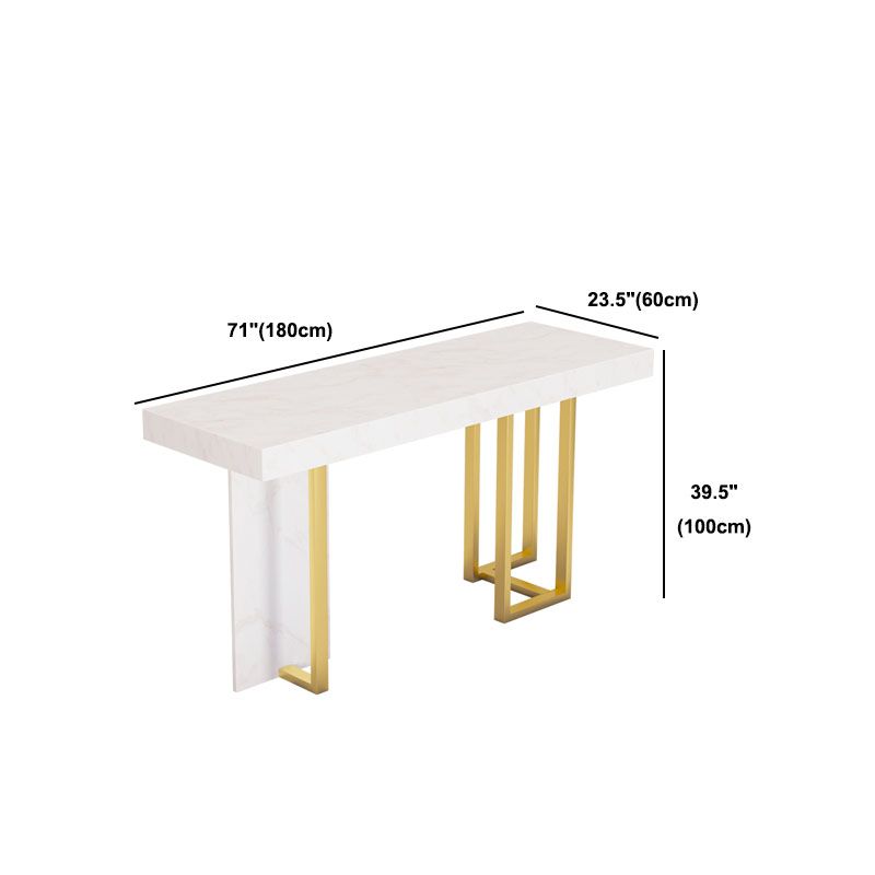 White Marble Top Bar Table Glam Metal and Stone Frame Pub Table Clearhalo 'Bar Furniture' 'Bar Tables' 'bar_tables' 'furn' 'furn_bar_tables' 'Furniture' 'Kitchen & Dining Furniture' 1200x1200_3b6bcf0e-af5e-4c37-8c70-9896245b2142